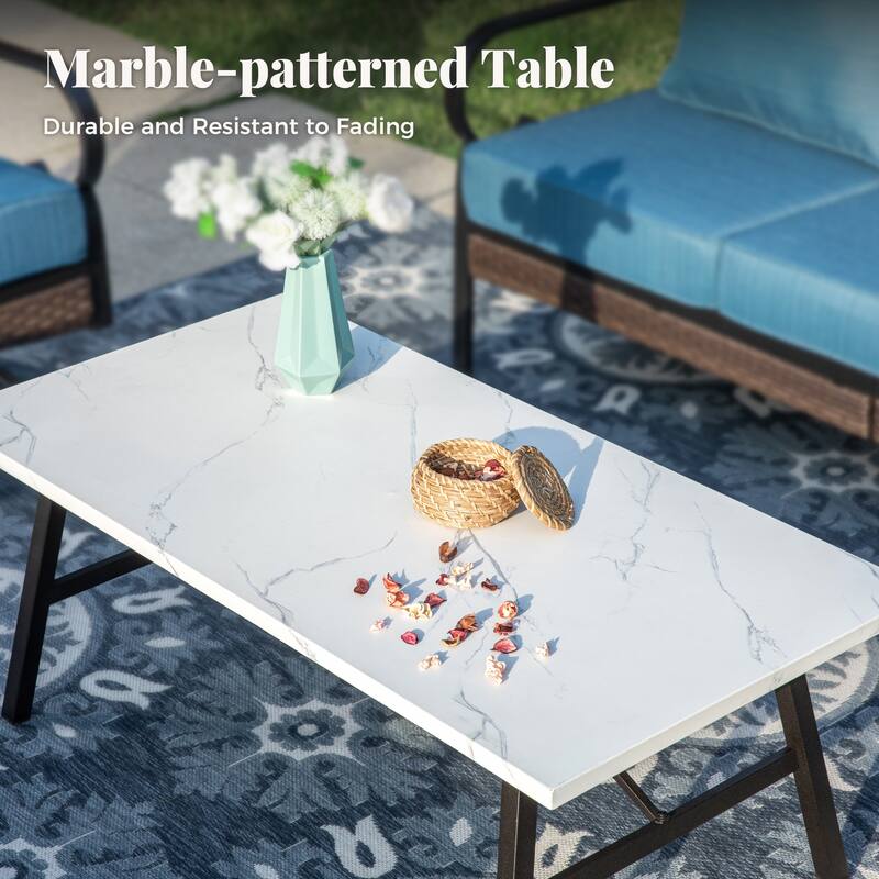 MAISON ARTS 4-Seat Patio Conversation Sets with 2 Rocking Sofa Chairs, 1 Loveseat Sofa and 1 Coffee Table