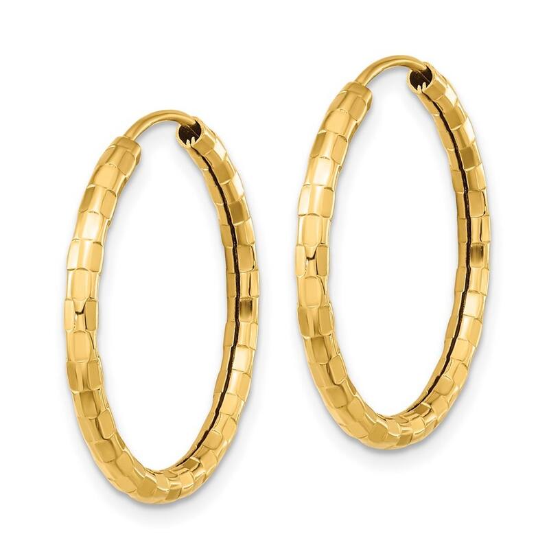 Curata 14k Yellow Gold Polished Faceted 2.5x24mm Endless Hoop Earrings