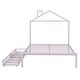 preview thumbnail 60 of 75, Metal Platform Bed with 2 Drawers, Bedroom Kids Bed Frame with House-Shaped Headboard Design and Support Slats, Easy Assembly