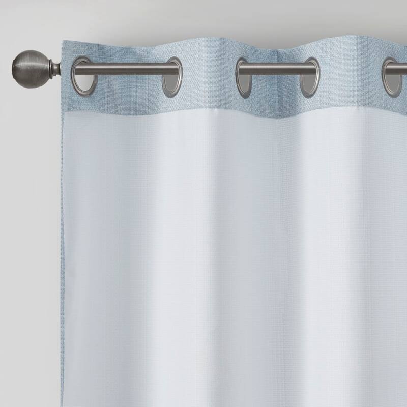 Basketweave Room Darkening Curtain Panel Pair(2 Pcs Window Panels) - Blue