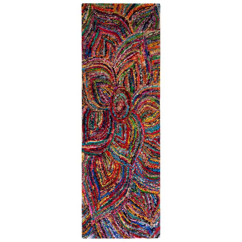 SAFAVIEH Handmade Nantucket Reinhild Contemporary Cotton Rug - 2'3" x 7' Runner - Multi