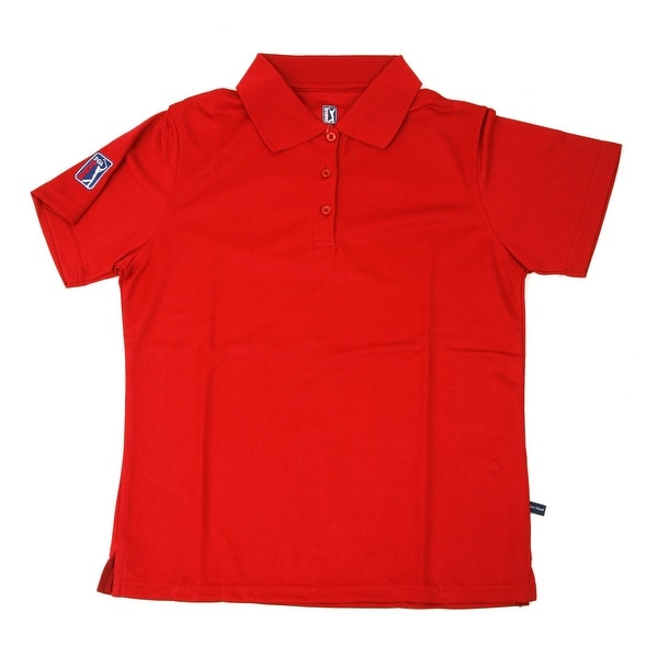 PGA TOUR Women's Polo Shirt - Red Solid - Large