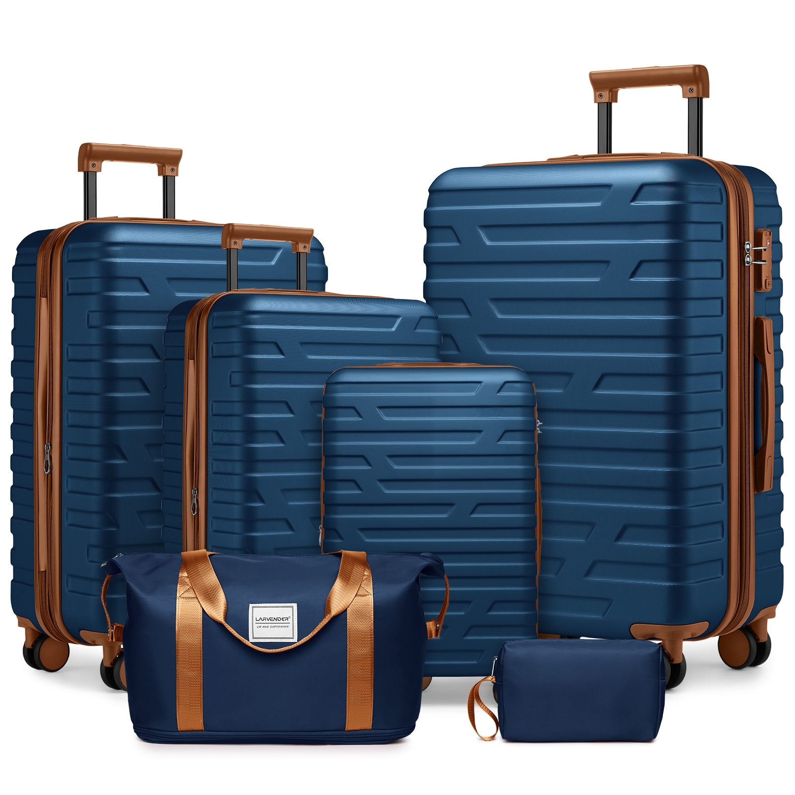 6-Piece Modern Luggage Sets, Hard shell Expandable Luggage with Travel Bag and Spinner Wheels, for Boarding Travel