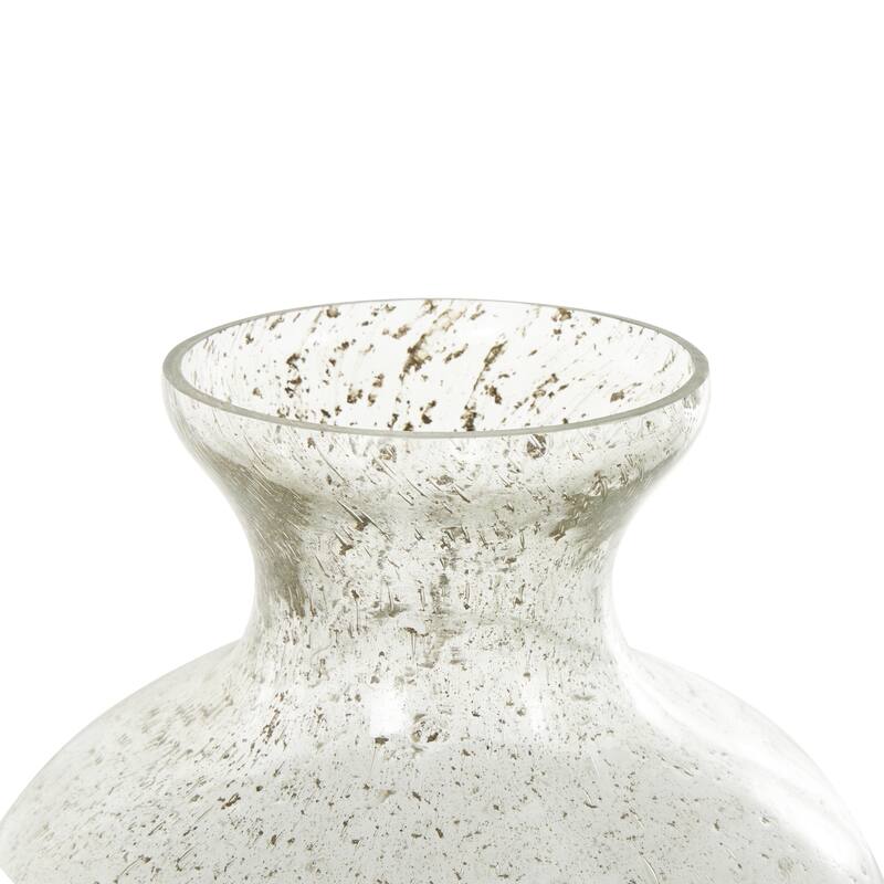 Glass Speckled Vase with Brown Accents - Clear - Roche River Decor