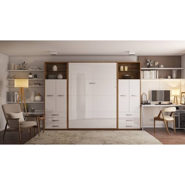 Contempo Vertical Wall Bed with 2 and mattress 63 x 78.7 inch