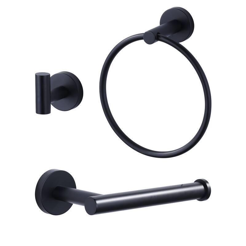 WOWOW 3-Piece Bath Hardware Set with Mounting Hardware - Matte Black