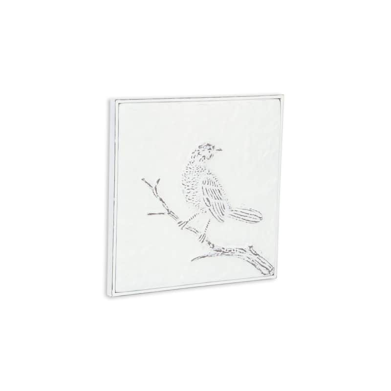 HomeRoots 10" X 10" White Bird Metal Square Hanging Wall Decor