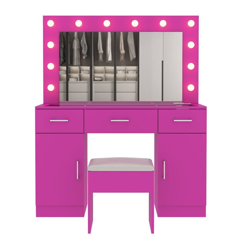 Bedroom makeup vanity set with 3 drawers