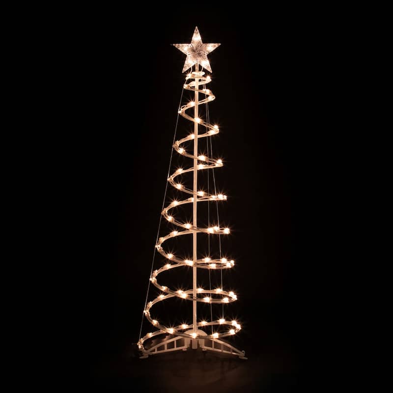 4ft Lighted Spiral Cone Tree Outdoor Christmas Decoration Clear Lights - White