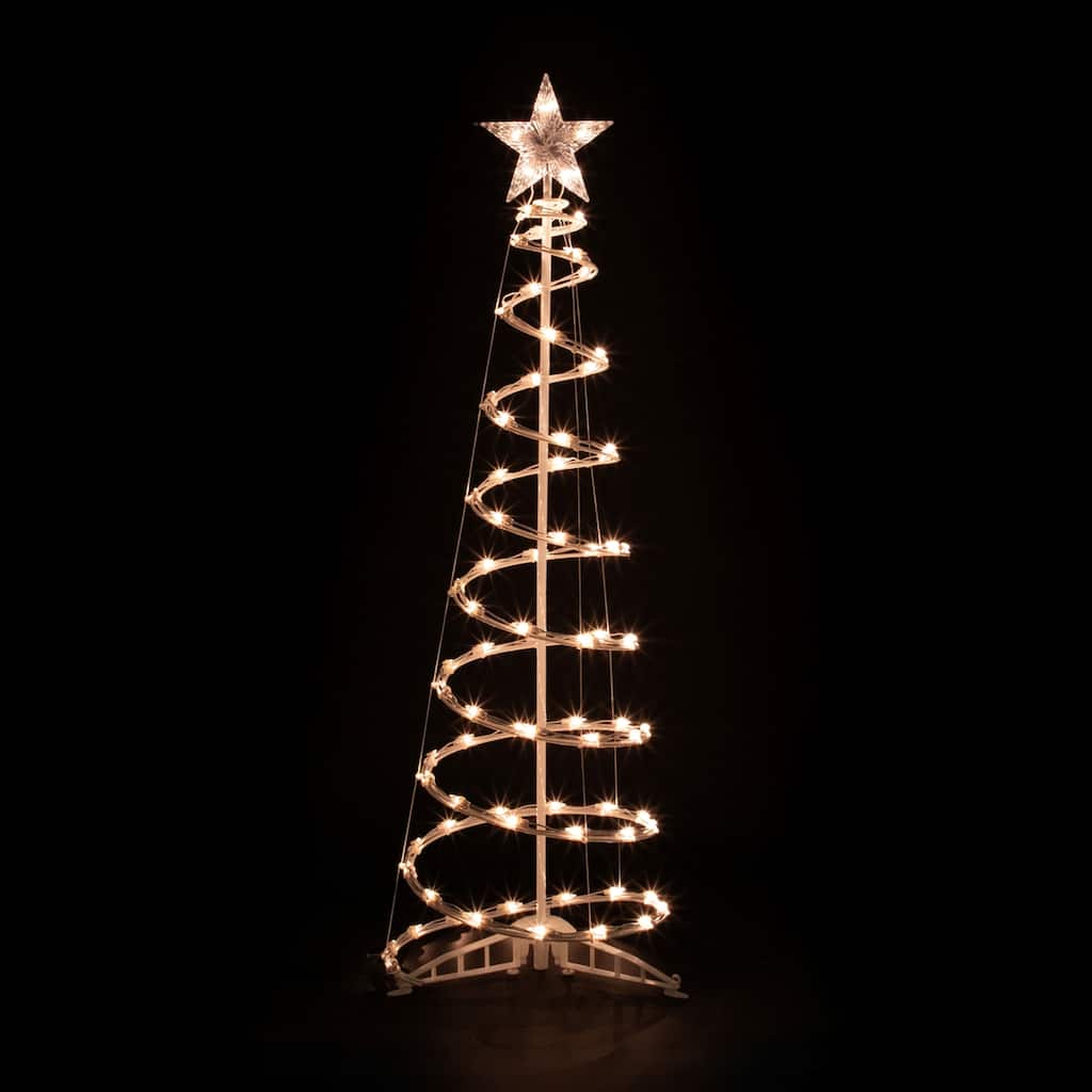 4ft Lighted Spiral Cone Tree Outdoor Christmas Decoration Clear Lights - White