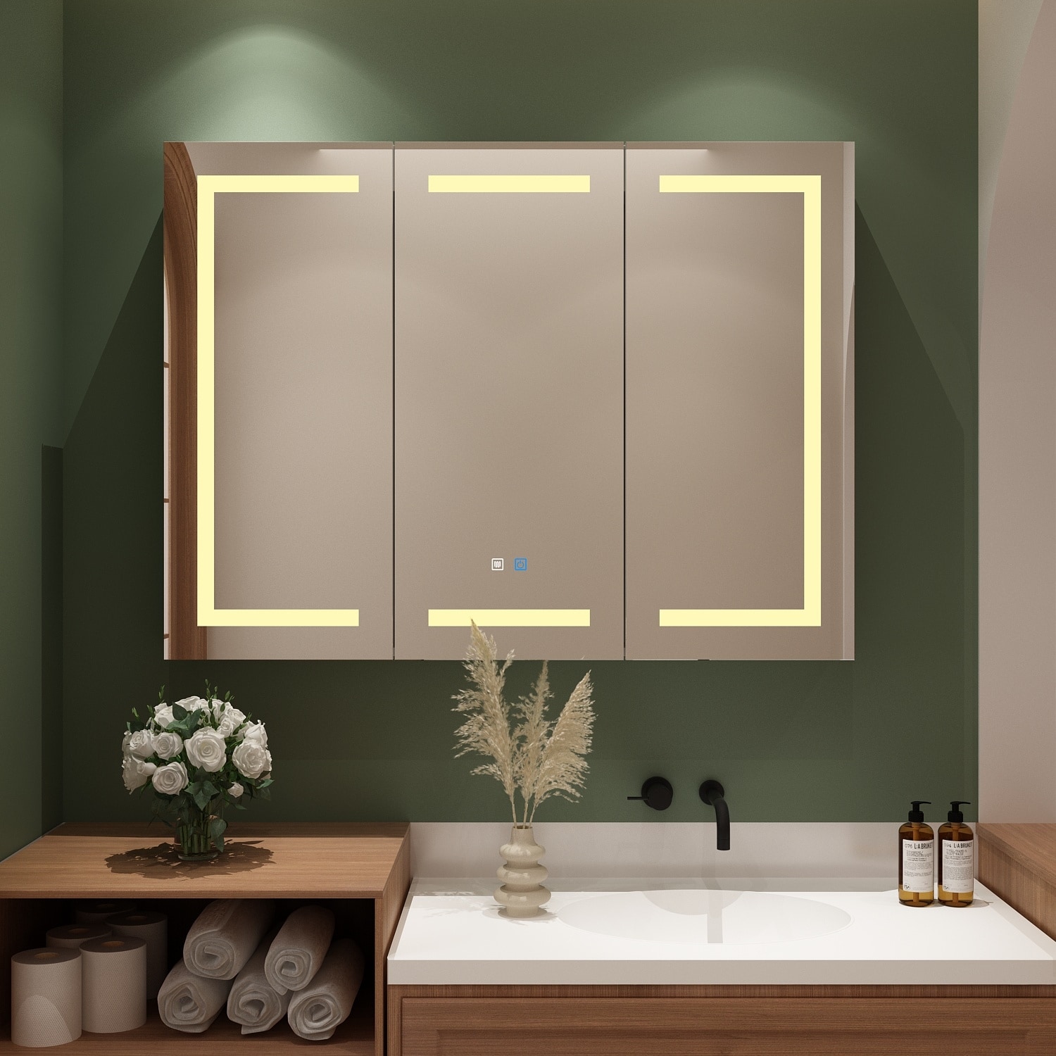 Led storage mirror on sale
