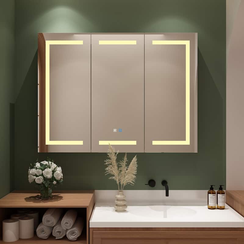 Led Mirror Cabinet Bathroom Wall Mounted Medicine Cabinet Storage - 47.2"Wx35.4"H