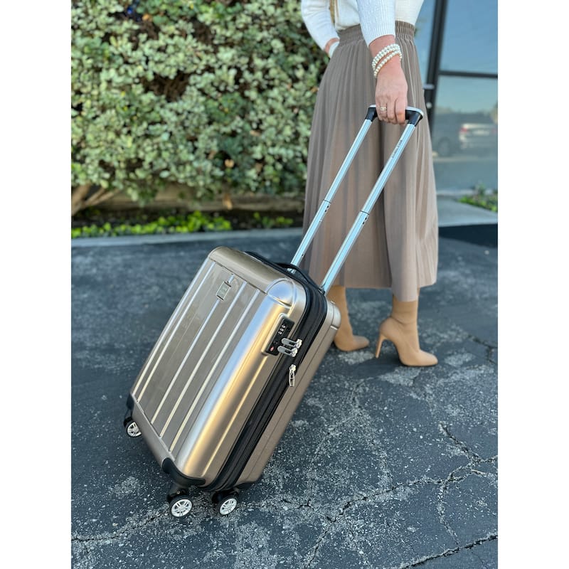 World Traveler 24-Inch Checked Spinner Hardside TSA Lock Luggage