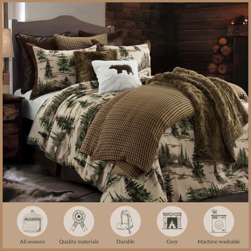 Paseo Road Joshua Pine Tree Print Western Lodge Rustic Cabin Cotton 3 Piece Comforter Set