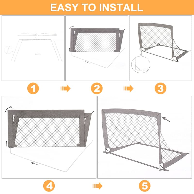 2pcs Soccer Goals 4"x3" Portable Soccer Net Foldable for Backyard