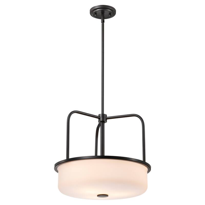 Warren 17 Inch Pendant Gun Metal with Satin White Glass - Gun Metal