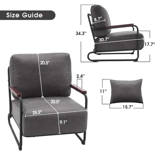 dimension image slide 3 of 6, MCombo set of 2 Modern Accent Armchair with Steel Legs, Leathaire fabric HQ102