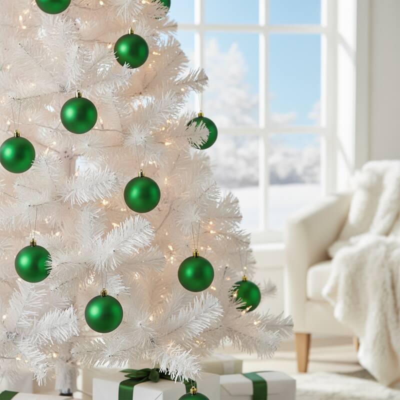 Shatterproof Matte Christmas Ball Ornaments - 4" (100mm) - Christmas Green - 12ct