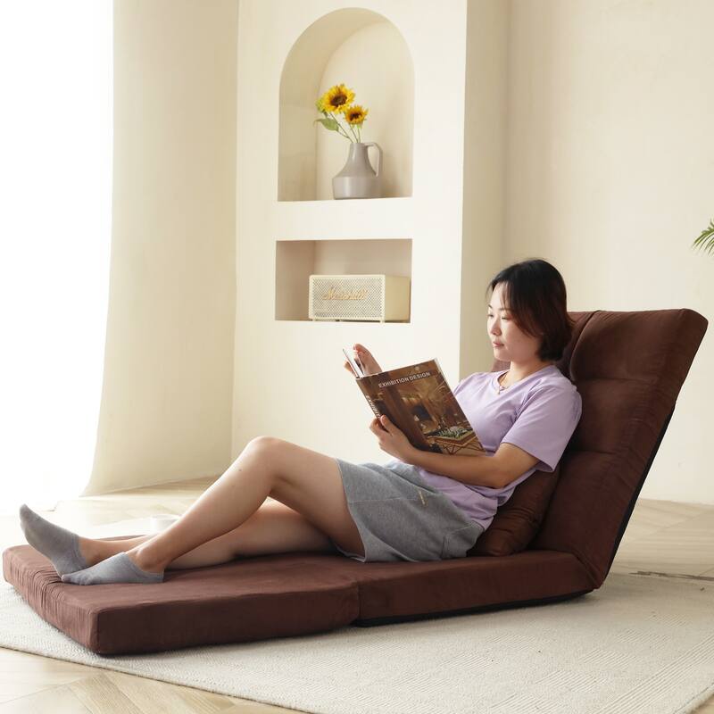 Adjustable Sofa Bed with 14 Positions and Thickened Cushion for Maximum Comfort - Brown