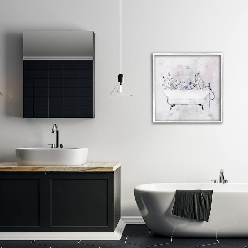Stupell Antique Bathtub Botanicals Framed Giclee Art Design By Stella Chang