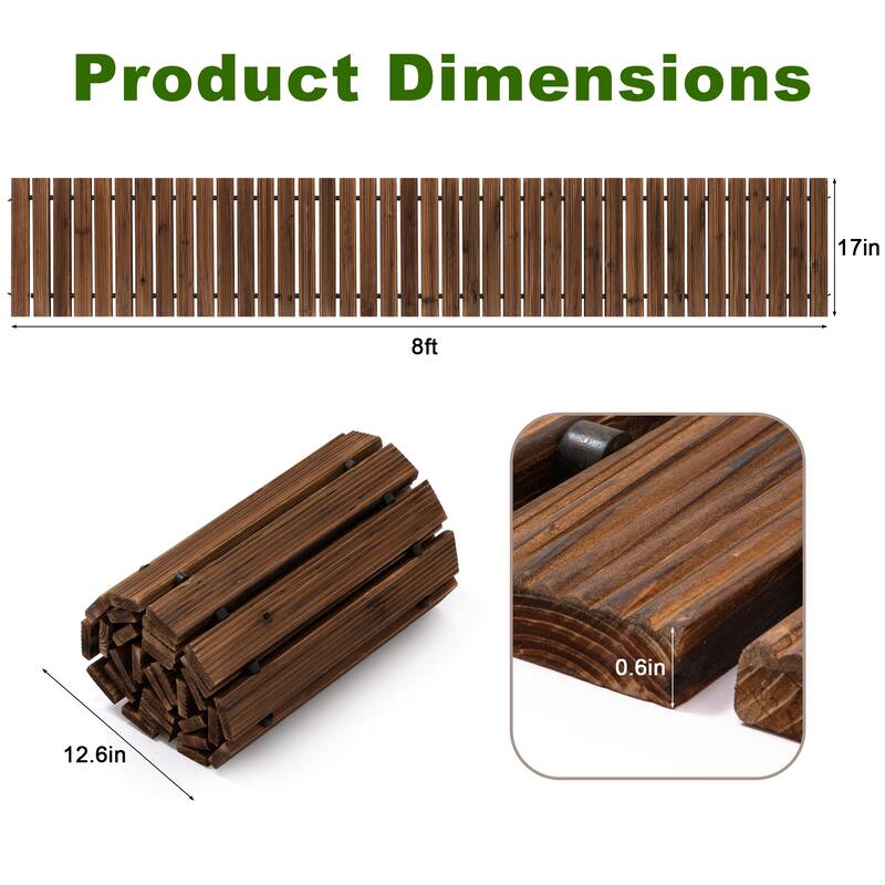 ​​COSIEST Roll-Out Cedar Garden Pathway with 6FT 8FT 12FT
