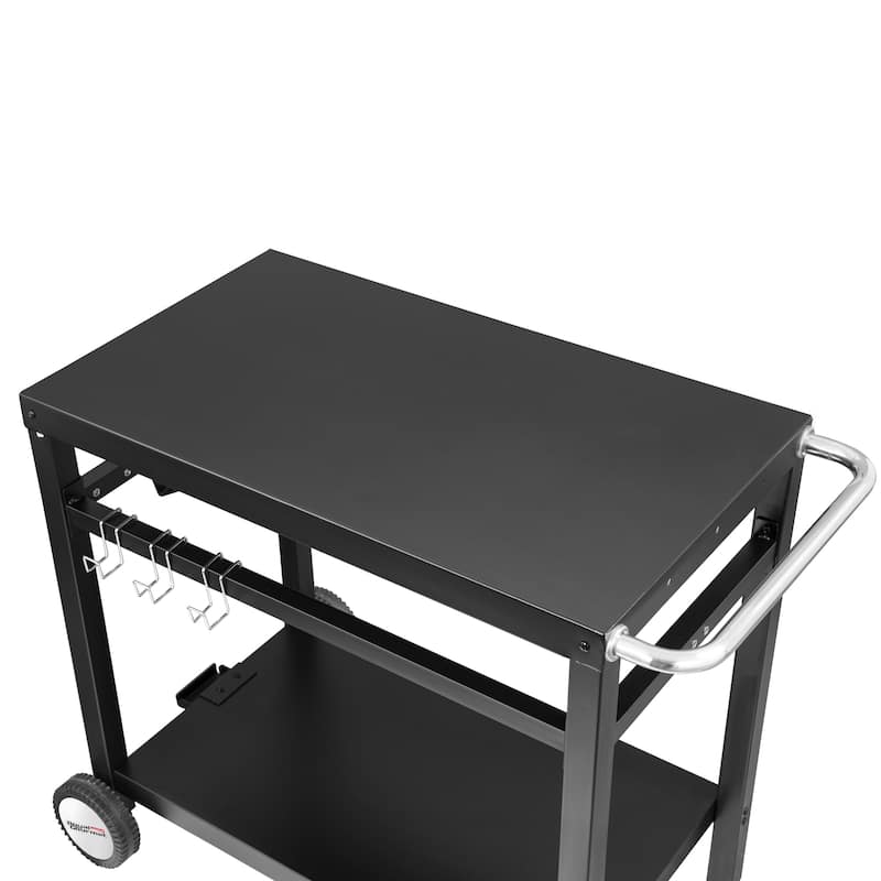 Royal Gourmet Double Shelf Movable Dining Cart Work Table with Handle