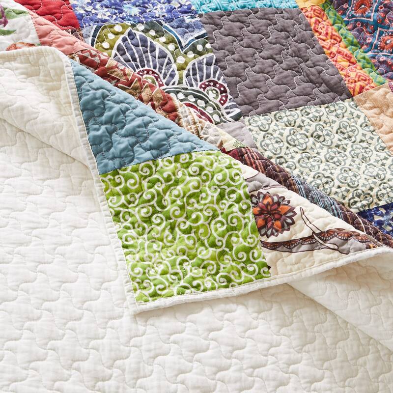 Greenland Home Fashions Renee Upcycle Authentic Patchwork Quilt Set