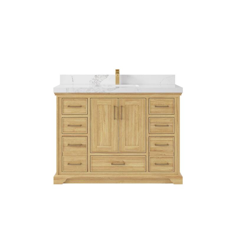 Willow Collections 48 in. W x 22 in. D Charlotte Teak Single Sink Bathroom Solid Teak Vanity with Countertop