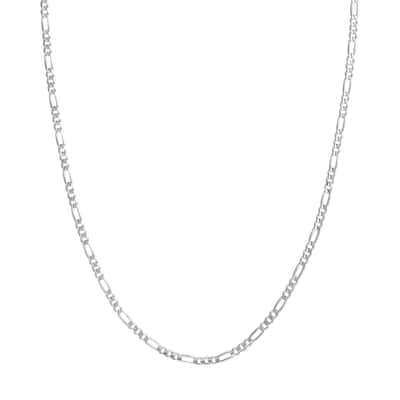 Curata 925 Sterling Silver Rhodium 3.2mm Concave Figaro Chain for Men (Lobster)