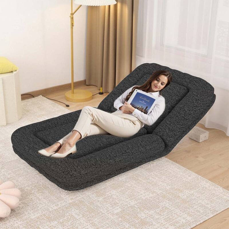Folding Sofa Chair with 5 Adjustable Positions for Ultimate Relaxation and Comfortable Gaming,Meditation,and Lounging - Black-Teddy