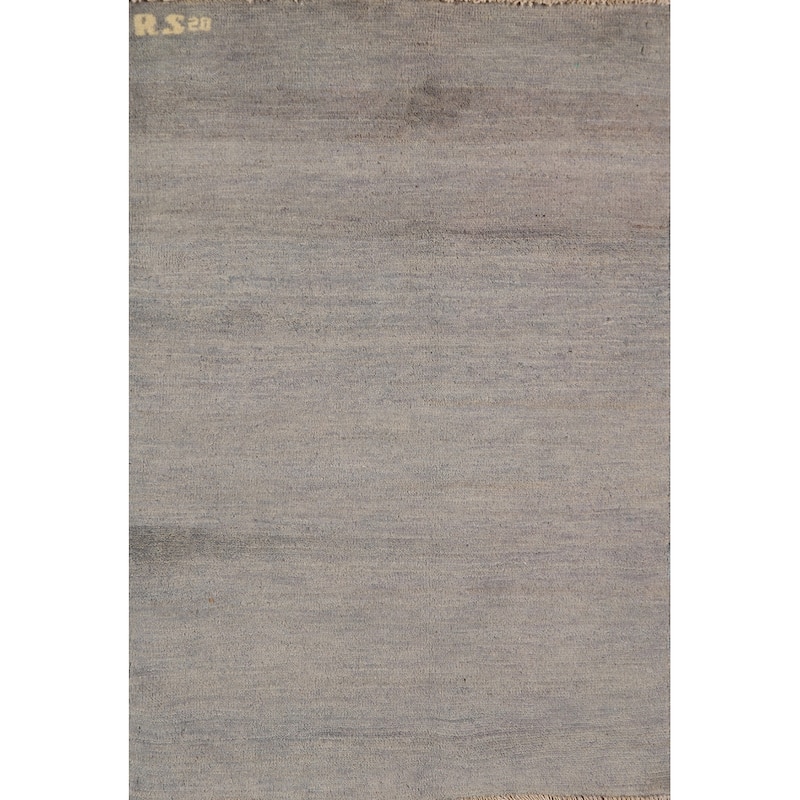 Hand Knotted Oriental 100% Wool Carpet Modern Modern Greys & Charcoal Gabbeh Area Rug - 4' 0'' X 2' 7''