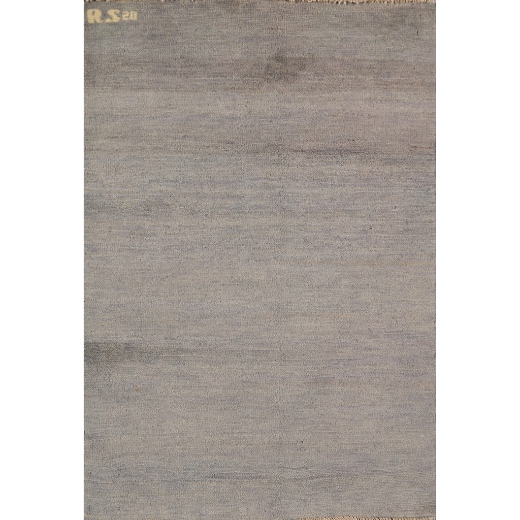 Hand Knotted Oriental 100% Wool Carpet Modern Modern Greys & Charcoal Gabbeh Area Rug - 4' 0'' X 2' 7''