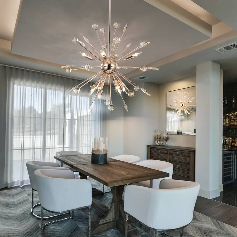 Modern Glam Crystal and Metal Sputnik Chandelier