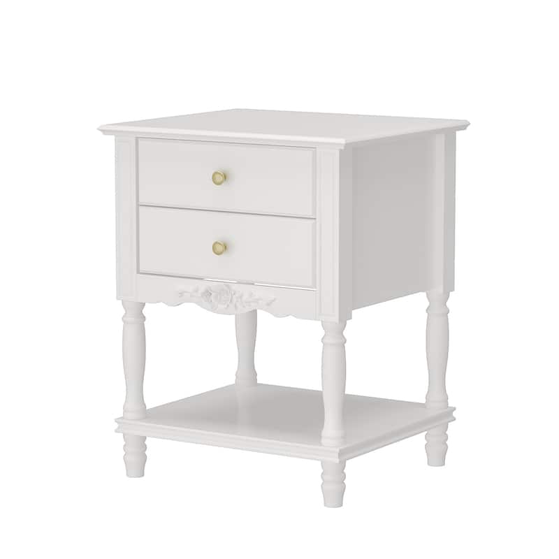 Rustic Farmhouse Accent End Table Nightstand Side Table 2 Colors White/Black