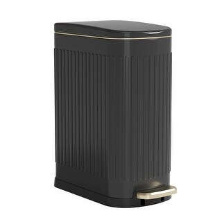 10L Stainless Steel Trash Can With Soft Close Lid - Pedal Activated Garbage Bin For Bathroom & Office
