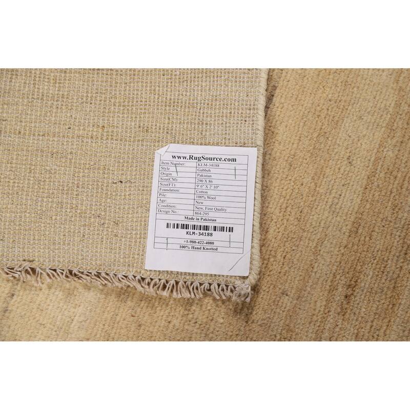 Striped Gabbeh Modern Runner Rug Hand-Knotted Wool Carpet - 2'10"x 9'6"
