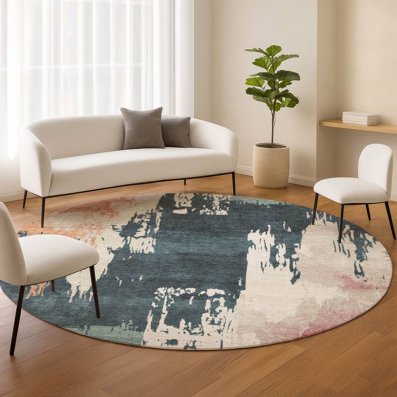 Machine Washable Indoor/ Outdoor Contemporary Fusion Chantille Rug