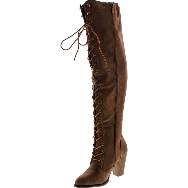 womens tan leather knee high boots