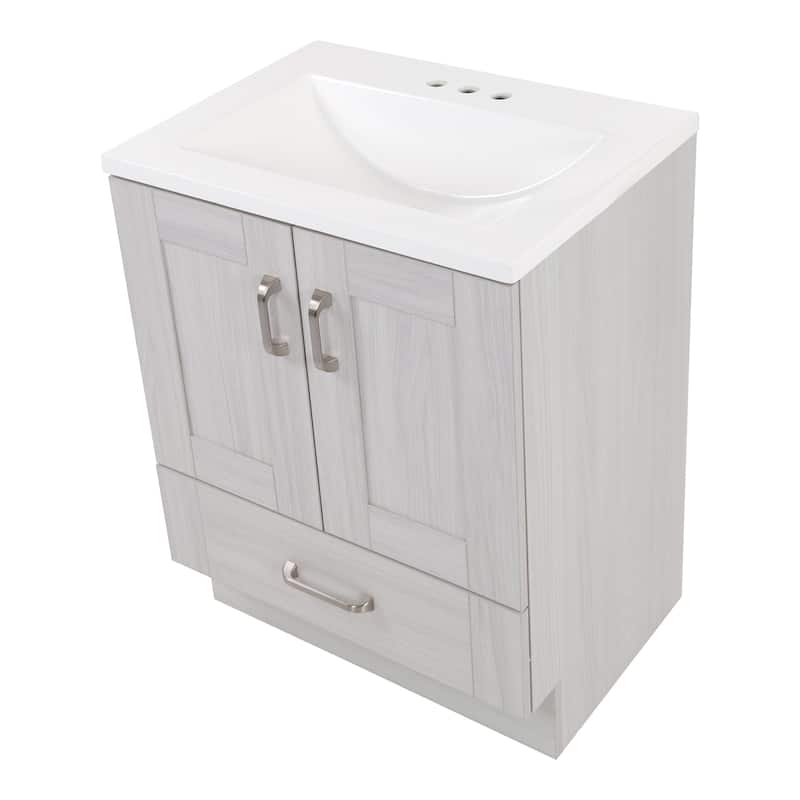 Spring Mill Cabinets Noelani 24" Bathroom Vanity With 2-Door Cabinet, Drawer, and White Sink Top