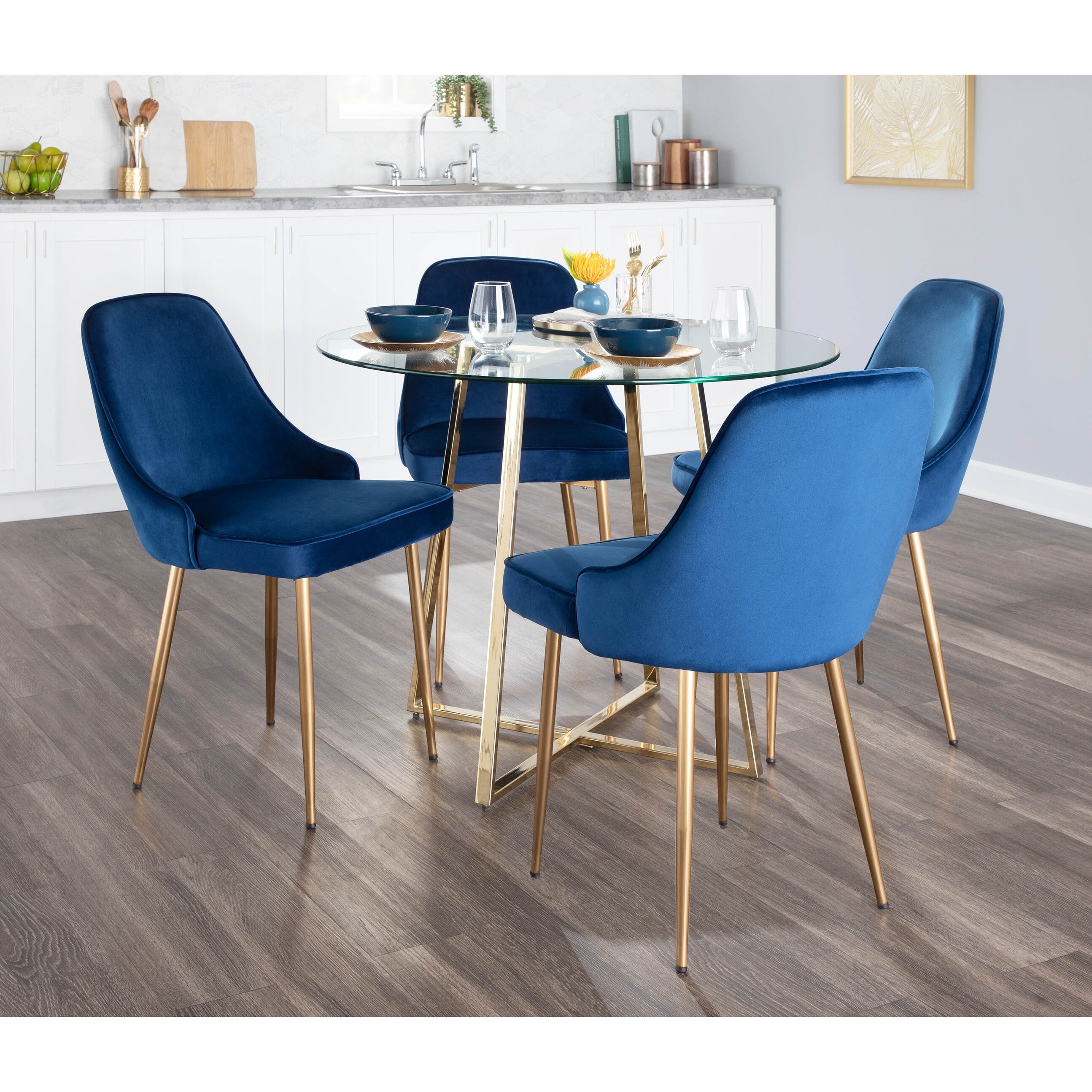 Silver Orchid Naldi Contemporary Glam Velvet Dining Chair Set of