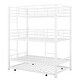 preview thumbnail 12 of 10, Metal Twin Size Triple Bunk Bed With Trundle, Space-saving, White