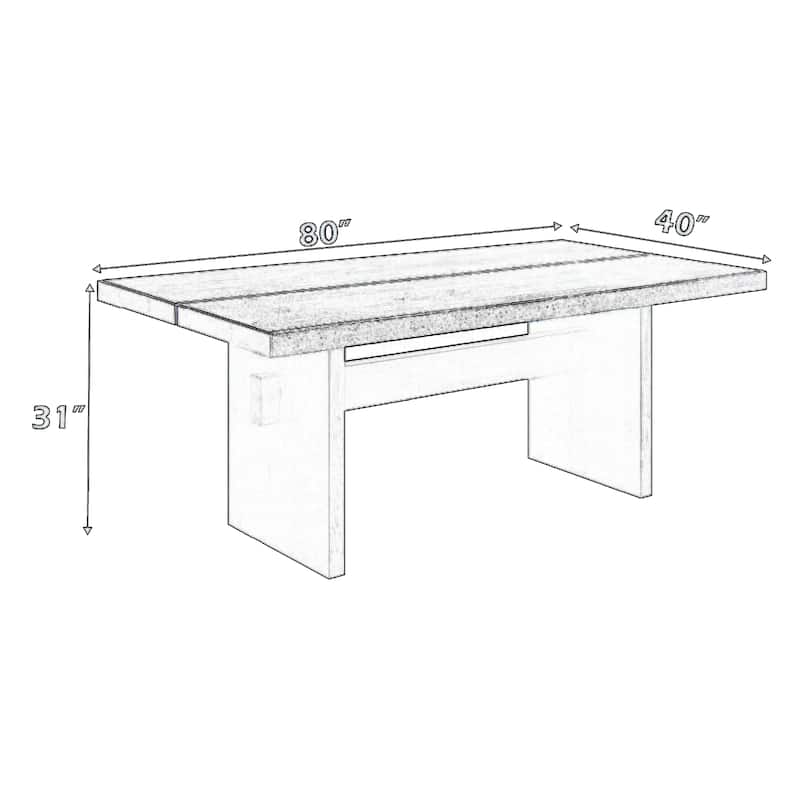 Vonn Dining Table, Wide Panel Legs, 80 Inch Rectangular Top, Black