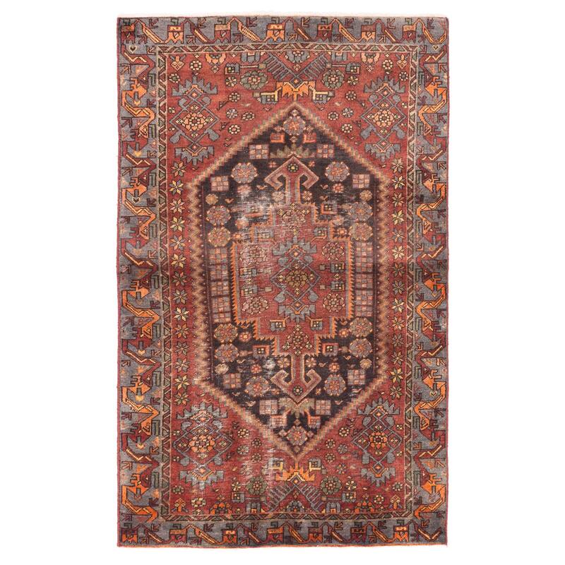ECARPETGALLERY Hand-knotted Antalya Vintage Dark Red Wool Rug - 3'10 x 6'4