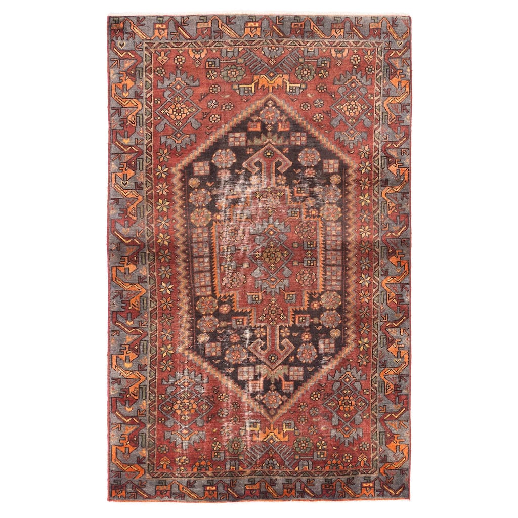 ECARPETGALLERY Hand-knotted Antalya Vintage Dark Red Wool Rug - 3'10 x 6'4