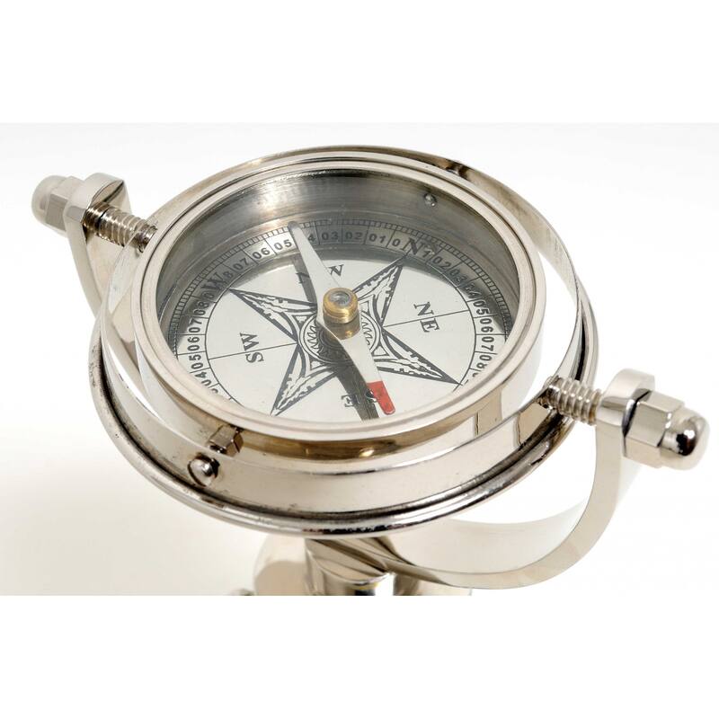 HomeRoots 5" X 5" X 8.5" Gimbaled Compass On Tristand - 5' X '8.5' X '5