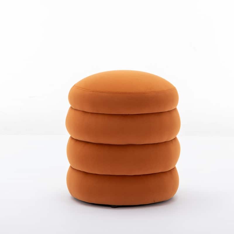 Soft Velvet Round Ottoman Footrest Stool