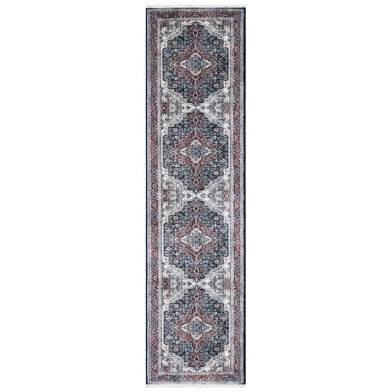 SAFAVIEH Herat Kara Traditional Rug - 3' x 10' Runner - Navy/Red