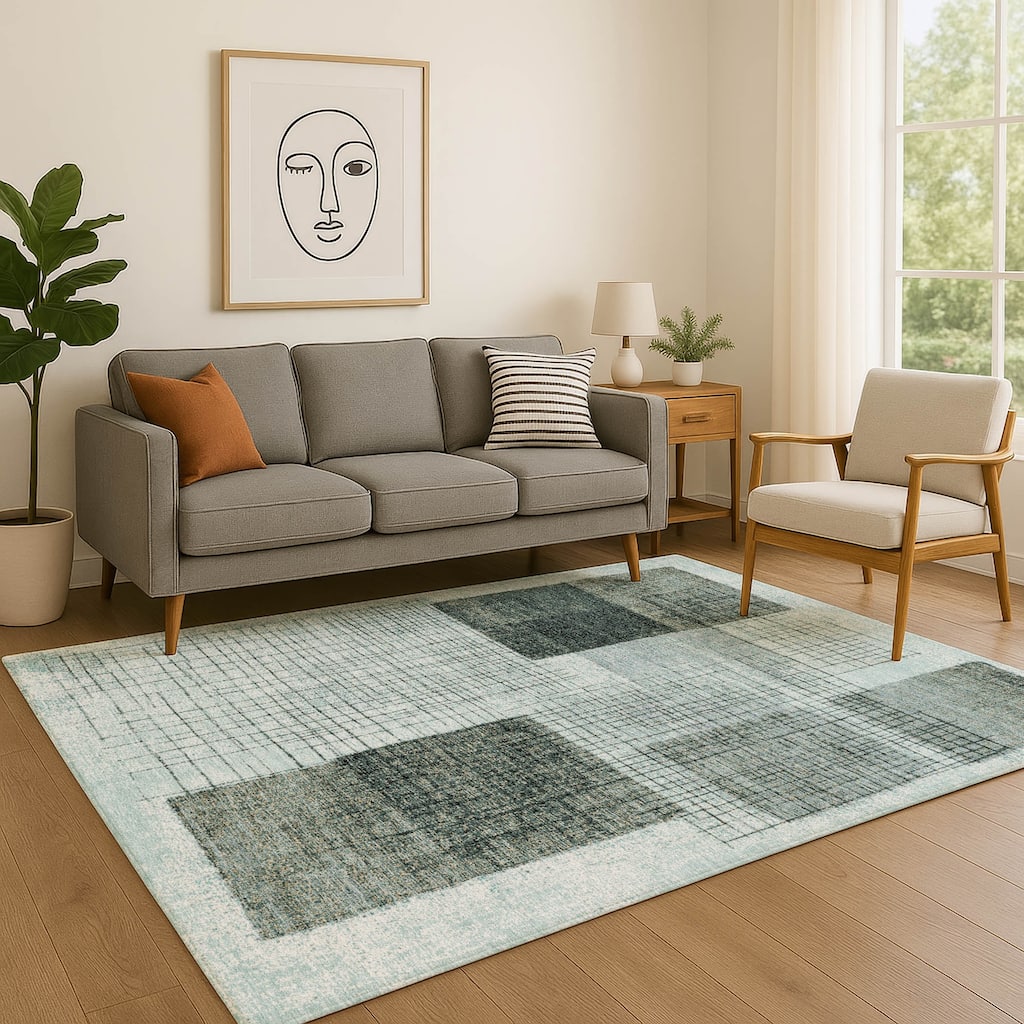 Premium Washable Super Soft Geo Hatch Mayfield Rug