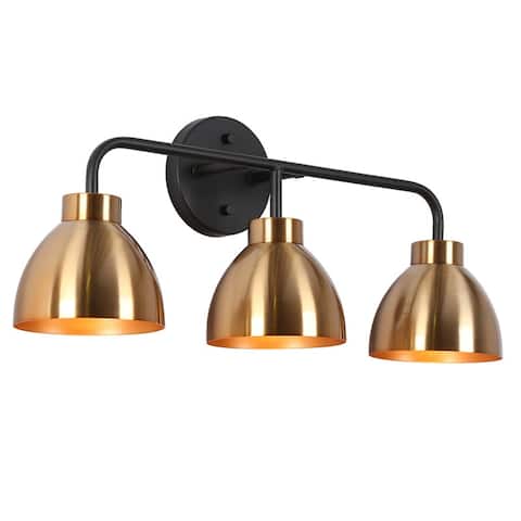 Modern 3-Light Black Gold Bathroom Vanity Lights Metal Wall Sconces - 22" L x 7" W x 9" H