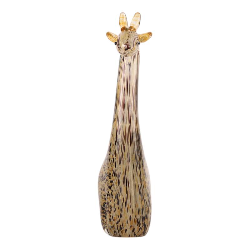 Handcrafted Glass Giraffe Sculpture with Sleek Modern Design